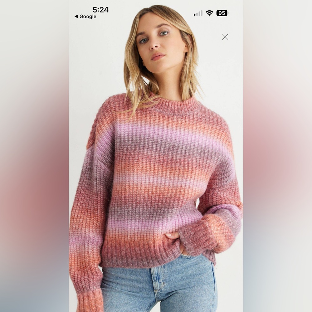 Dynamite Pink and Purple Gradient Turtleneck Sweater
